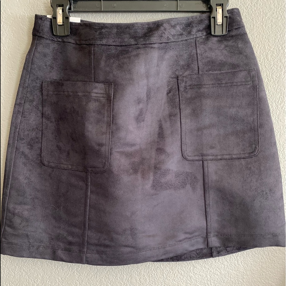 Blue faux velvet skirt